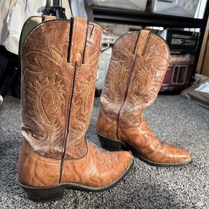 Durango Mens Cowboy Boots Tan Brown Leather DB402 47226 Sz 7.5 EE Gold Toe Rands